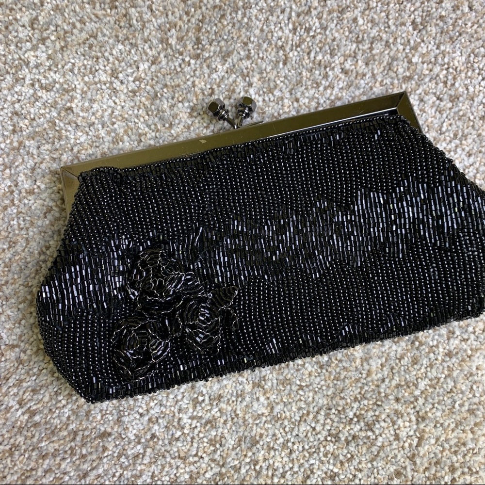Black Beaded Evening Purse